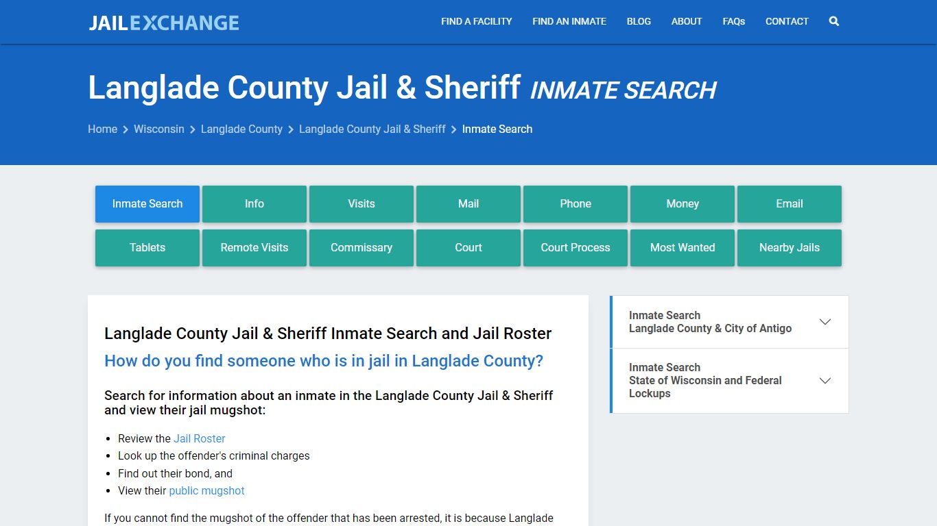 Langlade County Jail & Sheriff Inmate Search - Jail Exchange